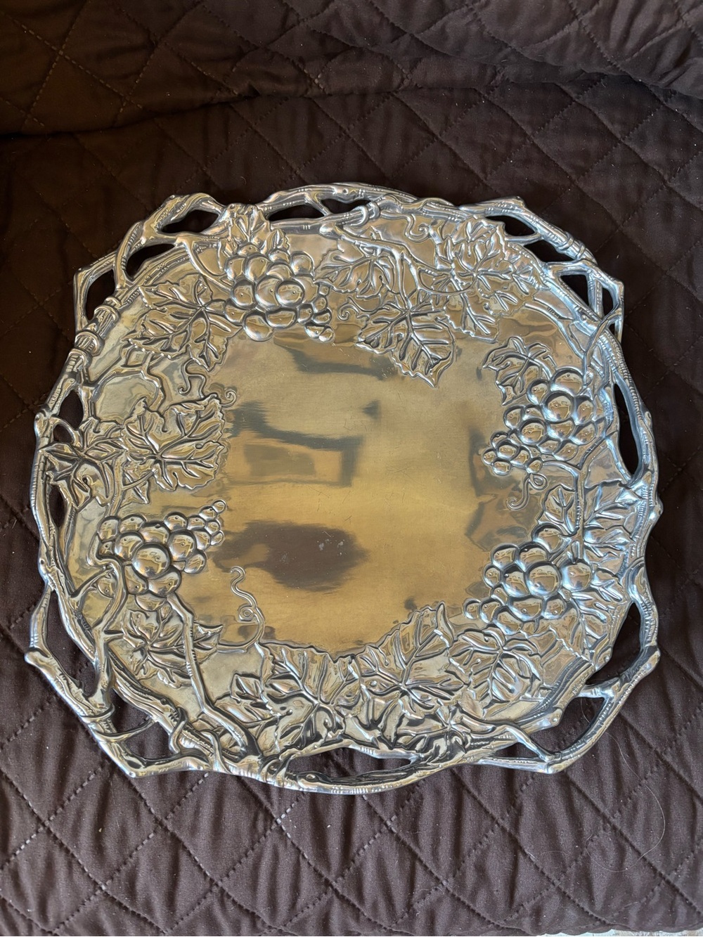 Decorative Arthur Court Silver-Tone Grape Vine Serving Tray